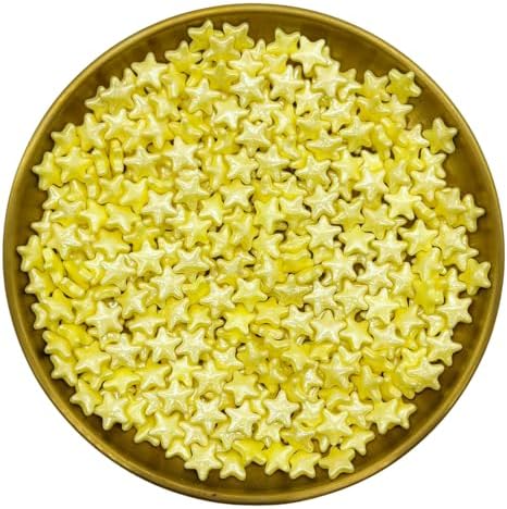 10mm Yellow Sprinkles Edible Stars Cake Decorating Stars Cake Decorations Cupcake Toppers Cookie Decorating Perfect for Cakes,Cupcakes,Desserts Toppings 3OZ