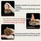Wood Therapy Massage Tools 29-Teeth Copper Head Massager, Home SPA Body Relaxing and Stress Relief Handheld Massager, for Legs, Arms, Neck, Shoulder (1 Pcs)