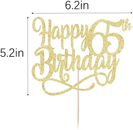 Gold Glitter Happy 65th Birthday Cake Topper,Cheers to 65 Years,happy 65th Birthday Cake Topper,65th Anniversary Cake Topper， men and women 65 years old happy birthday Party Decoration