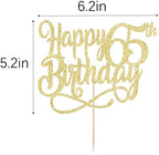 Gold Glitter Happy 65th Birthday Cake Topper,Cheers to 65 Years,happy 65th Birthday Cake Topper,65th Anniversary Cake Topper， men and women 65 years old happy birthday Party Decoration