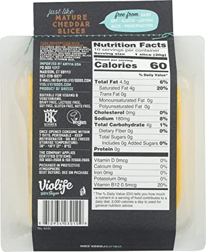 VIOLIFE Mature Cheddar Style Slices, 7.05 OZ