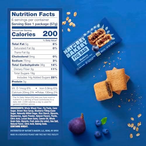 Nature's Bakery Blueberry Fig Bars, 2 Oz, 6 Ct