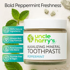 Uncle Harry's Peppermint Remineralizing Toothpaste | Natural Whitening Tooth Paste Freshens Breath & Promotes Enamel | Vegan Fluoride Free Toothpaste (2 Pack)