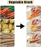 Vegetable Fruit Cleaning Brush,Non Slip Quick Cleaning Without Damaging Vegetable Fruit Peel,Pack of 2,Orange
