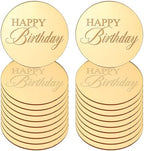 Mirror Round Cupcake Toppers Acrylic Circle Happy Birthday Cupcake Toppers, 20PCS Happy Birthday Cake Decorations, Round Engraved Cake Picks, Reusable Party Supplies, Gold
