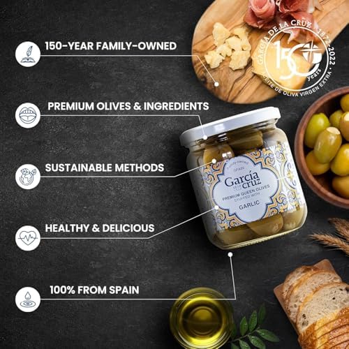 Garlic Stuffed Olives, Garcia de la Cruz, 14 oz (14oz, Garlic)