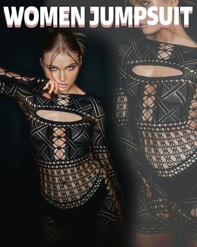 XIUSEMY Woman Lingerie Bodysuit Fishnet Bodystocking Hollow Out Jumpsuit Bodycon Sexy Romper
