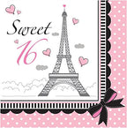 Creative Converting 661184 Sweet 16 Paris Lunch Paper Napkins, Pink/Black, 6.5", 18 Ct.