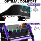 Heavy-Duty Aluminum Rolling Walker - Foldable Rollator Walkers with Seat for Seniors, 450 lb Capacity, 8'' Wheels, 18" Big Seat, 6-Position Adjustable Height(Purple)