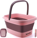 Foot Bath Collapsible Foot Soak Tub,Beinilai Collapsible Foot Bath Basin,Multifunction Plastic Basin with Handles,Foot Tub for Soaking Feet-Pink