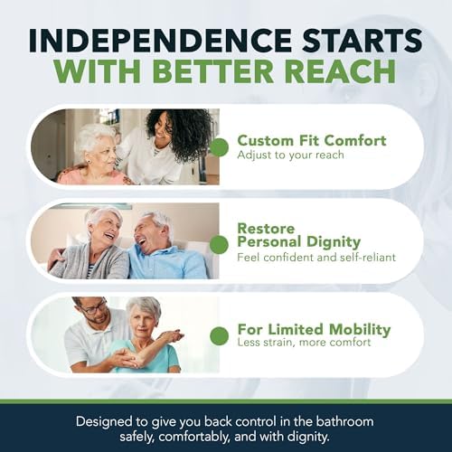 FreedomWand Toilet Tool Extension - 4" Toilet Assist Devices for Wiping Extension Piece - Lightweight and Easy to Use Bathroom Essentials, Adjustable Attachment for Personal Hygiene and Movement