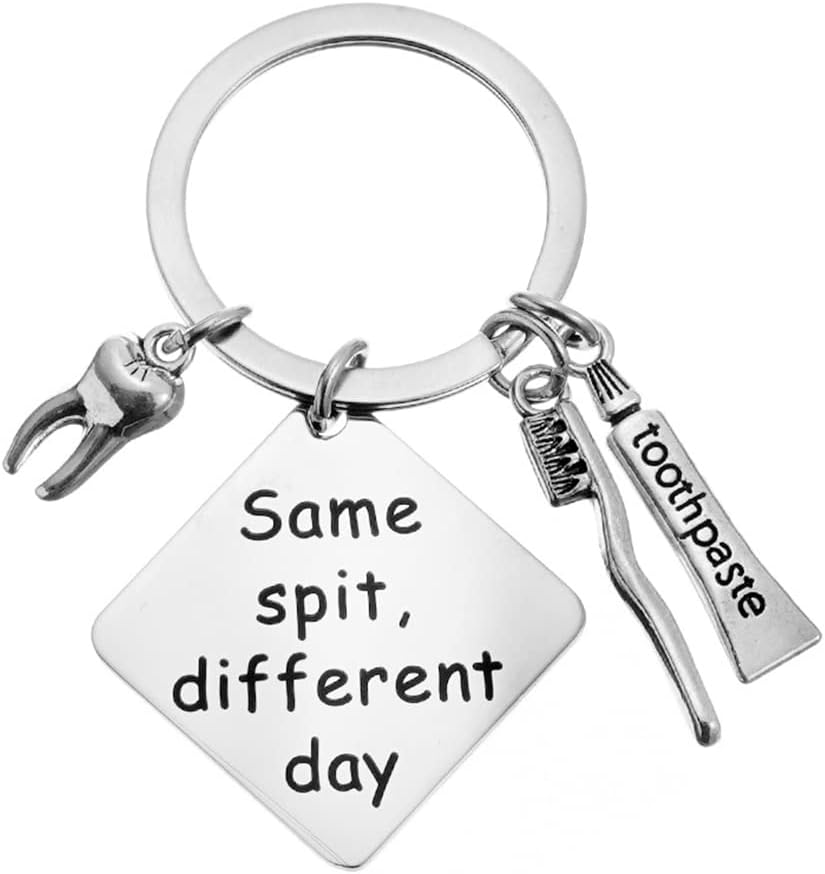 yaozeio Dental Hygenist Gift Dentist Gifts for Women Men Same Spit Different Day Keychain Gifts for Dentists Male Dental Assistant Student Gifts Key Chains