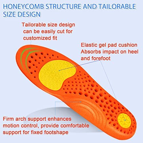 Insoles for Men and Women- Support Shock Absorption Cushioning Sports Comfort Inserts, Breathable Shoe Inner Insole for Running Walking Hiking Working(L)