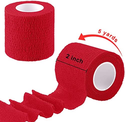 BQTQ 40 Rolls Self Adhesive Bandage 2 Inch Red Self Adherent Stretch Bandage Self Stick Athletic Wrap Tape Wound Wrap for Wrist Ankle Swelling Sprains