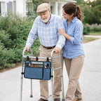 Walker Bag with Cup Holder for Folding Walker - Water Resistant Large Capacity Basket with Multiple Pockets, Walker Accessories for Seniors Elderly Handicap - Dark Blue