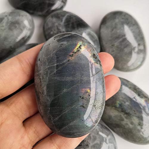 Natural Moonstone Oval Polished Worry Stones, Healing Crystal Indoor Fountain Stones Massage Energy Anxiety Relief Items