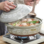 Japanese Ceramic Casserole Clay Pot with Lid Heat Resistant Earthen Pot Nonstick Stew Pots Soup Cooking Pot Kitchen Stockpot Earthenware for Dinner and Party,1500ml