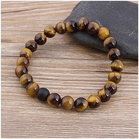 ZZSRJ Marble Beads Natural Stone Beads Bracelet Wide 8MM Stone Handmade Jewelry (Metal Color : 1)