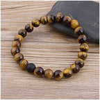 ZZSRJ Marble Beads Natural Stone Beads Bracelet Wide 8MM Stone Handmade Jewelry (Metal Color : 1)