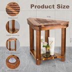 Corner Shower Stool, Shower Foot Rest for Shaving Legs, Small Shower Acacia Wood Waterproof Shower Bench for Inside Shower Spaces (Corner Stool 01)