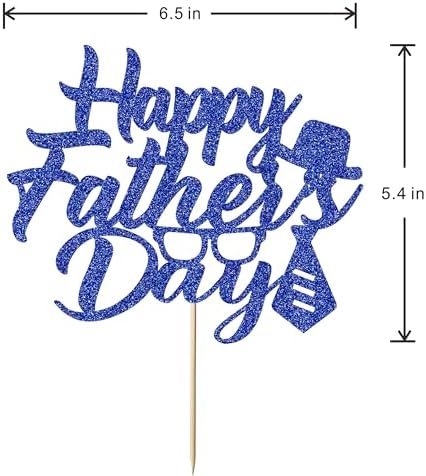 Black Glitter Happy Birthday Dad Cake Topper, Happy Father's Day Cake Decor, Happy Father's Day Party Supplies Best Dad Ever Party Decorations (Blue)