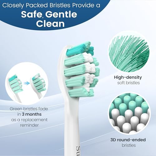 Replacement Toothbrush Heads Compatible with Philips Sonicare and More Click-on Handles 8 Pack White