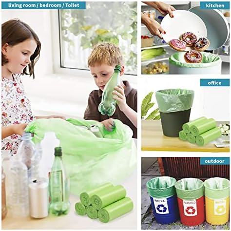 Biodegradable Trash Bags - 13 Gallon Durable Garbage Bag, Pack of 60, Perfect for Tall Trash Cans Green Thicken Recycling Bin Bags for Kitchen, Bathroom, Camping, Office, Car