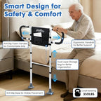 Bed Rails for Elderly Adults Safety, Bed Assist Rails for Seniors with Non-Slip Ergonomic Handle, Floor Support & Storage Pocket, Adjustable Bed Rail Fits Twin, Full, Queen & King Beds