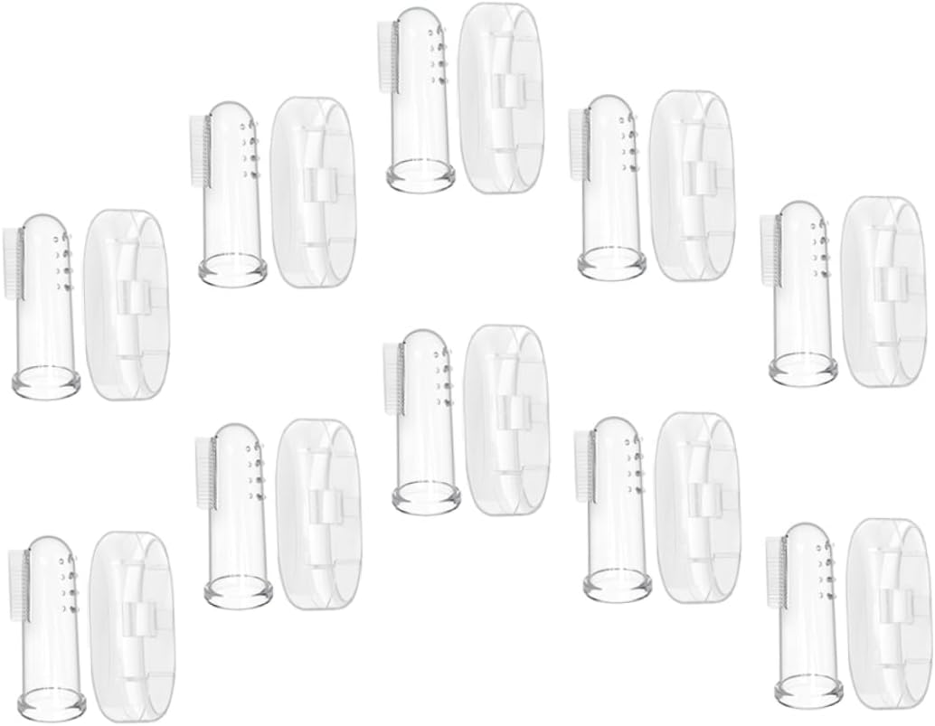 10sets Boy Girl Finger Toothbrushes Food-Grade Silicone Oral Accessories for Mouth Cleaning with Storage Cases Massaging Bristles for Teeth and Gum Care