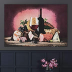wall26 - Canvas Wall Art - Still Life with Wine Bottle and Glass on Abstract Background - Gallery Wrap Modern Home Art | Ready to Hang - 32x48 inches