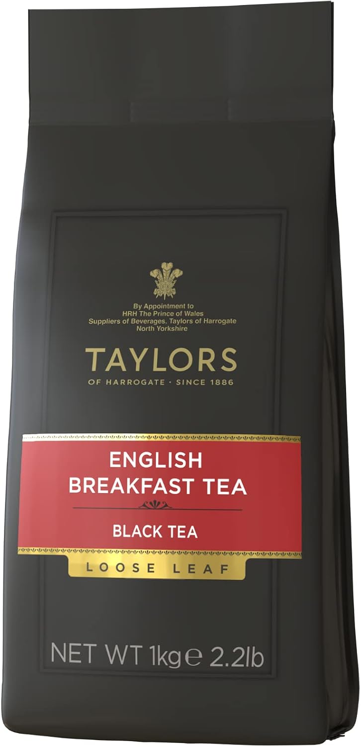 Taylors of Harrogate English Breakfast, Black Tea, Loose Leaf, 1 Kilo Bag|2.2lb (Pack of 1), Rich, Bright & Malty, Caffeinated, Premium Whole Leaf Tea