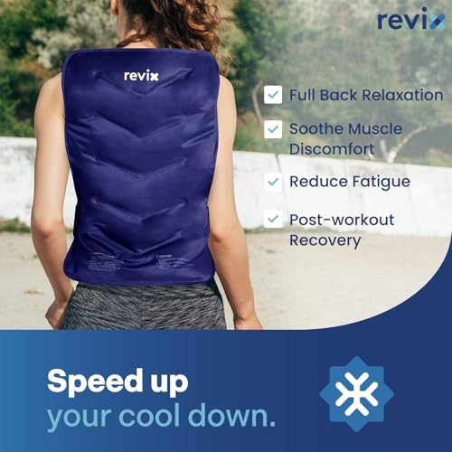 REVIX Large Ice Pack for Back, 13” x 21” Reusable Gel Cold Pack for Full Back Coverage, Cold Compress Wrap for Shoulder, Hip, Leg Relief, Ideal for Fatigue, Muscle Soreness, and Daily Recovery, Navy