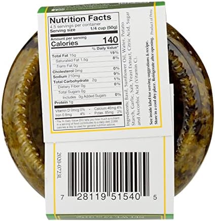 Cucina & Amore Kitchen of Love Basil Pesto – Vegan & Nut-Free, 7.9 oz Jar