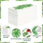 100Pcs Shamrock Paper Napkins 3 Ply Green Shamrock Clover Disposable Absorbent Hand Towels Watercolor Green Guest Napkins for Spring Lunch Dinner Kitchen Supplies