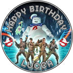 7.5 Inch Edible Cake Topper – Ghost Kid Busters Fan Retro Fun Themed Birthday Party Collection of Edible Cake Decorations round