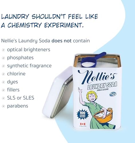 Nellie's Laundry Soda - Concentrated Laundry Detergent Powder - 100 Load - Gentle on Skin and Environment - Fragrance-Free - (Made in Canada)