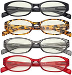 Eyekepper 4 Pack Computer Reading Glasses Women - Spring Hinge Ladies Blue Light Blocking Readers Yellow Tinted +1.25