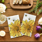 Horaldaily 100 Spring Disposable Paper Decorative Guest Napkins, Sunflower Bee Hand Towel for Party Lunch Dinner Kitchen Bathroom