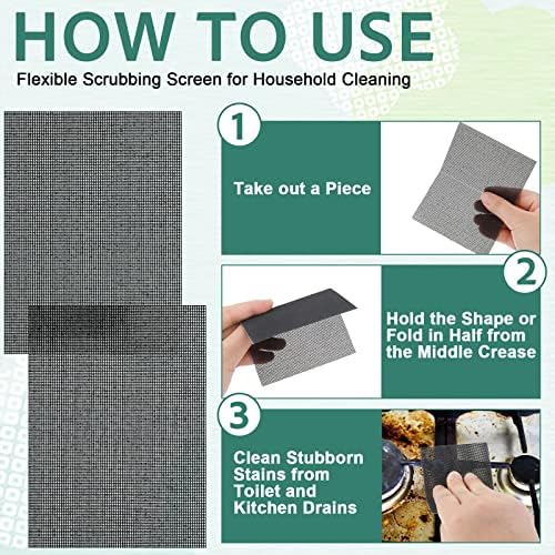 Skyley 12 Pack Flexible Scrubbing Screen Cleaning Mesh for Household 5.5 x 4 Inch Cleaner Toilet Hard Water Ring Remover Scouring Pad Abrasive Grit Cleaning Screen for Remove Carbon, Rust and Scale