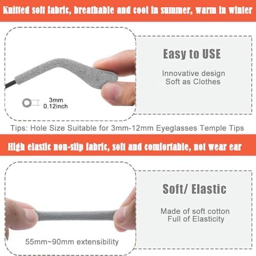 UpinFun Glasses Ear Cushion, Eyeglasses Temple Tips Sleeve Protectors, Eyeglass Ears Behind Guards Ends Arm Covers