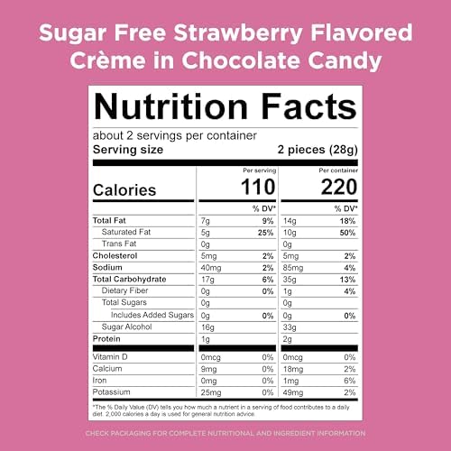 RUSSELL STOVER Sugar Free Strawberry Flavored Crème Candy, 2 oz. bag (Pack of 10)
