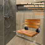 20 inchs Teak Folding Shower Seat Wall Mounted,Fold Down Shower Bench for Small Shower Space, Home Care Teak Wood Stool for Inside Shower,Pregnants-Maximum Load 440lb,for Elderly, Adults