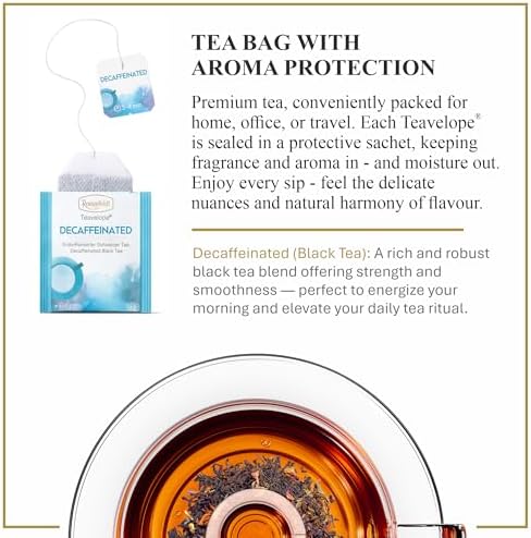 Ronnefeldt Teavelope Decaffeinated - Summer Black Tea Bags Individually Wrapped, 25 Count - Strong, Smooth, Caffeine Free - Hot or Iced