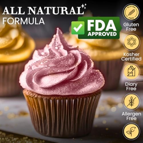 Dazzle Dust Edible Glitter Powder Sprinkles for Cake Decorating, Drinks, Cookie, Icing, Dessert Decorations, Sparkly Luster, Food-Grade, Vegan, Gluten Free, Kosher, Bulk 15g, Pink