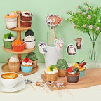 49 Pcs Woodland Cupcake Topper Neutral Forest Animal Cupcake Toppers for Woodland Baby Shower Decorations Floral Leaf Boho Birthday Party Supplies Gender Reveal Favors Decor(Leaf Style)