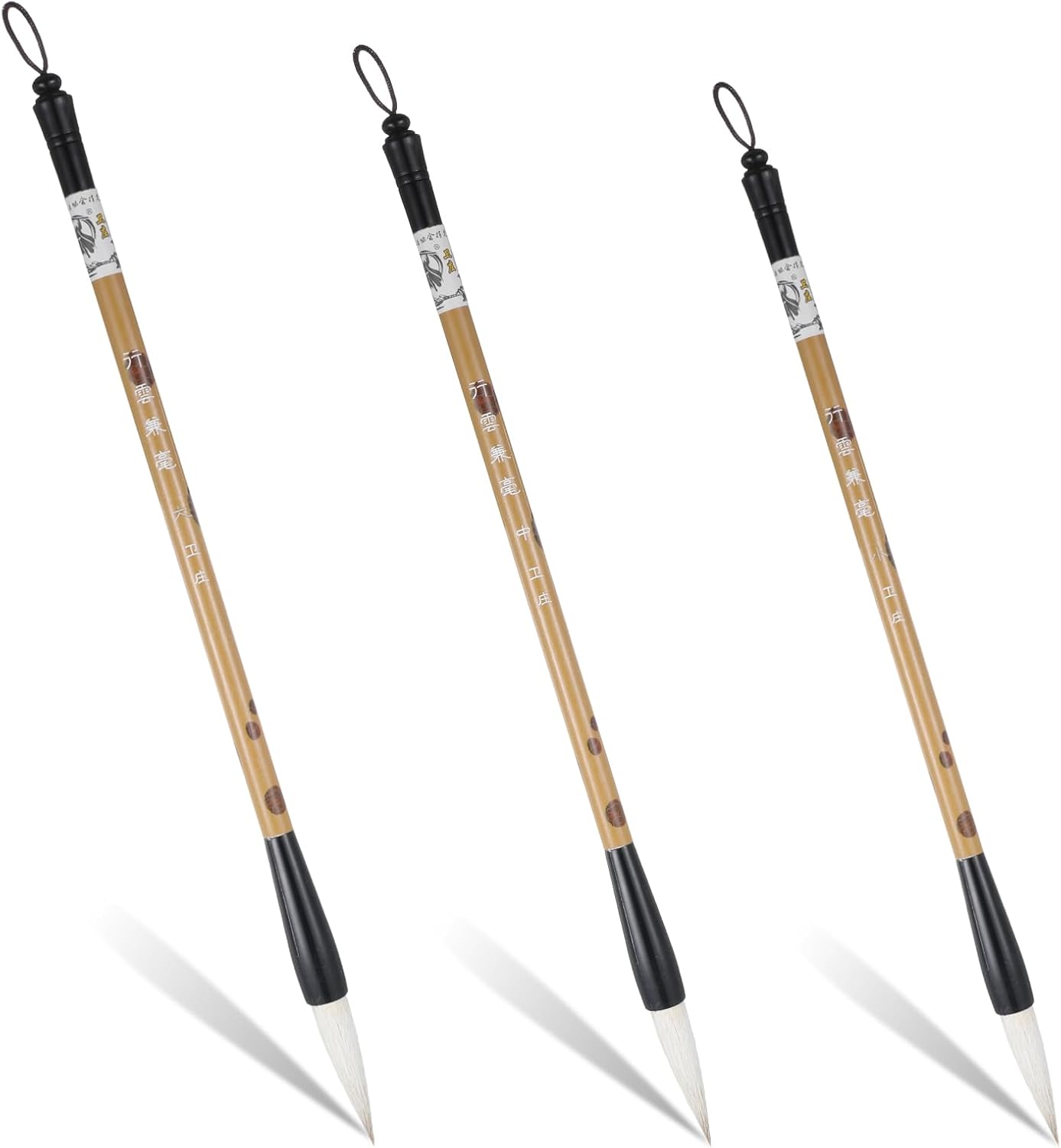 Chinese Painting Brushes Set, 3 Sizes Chinese Calligraphy Brush Set Flower Bird Line-Drawing Brushes Writing Brush, Painting with Bamboo Pen Holder, Traditional Art Sumi