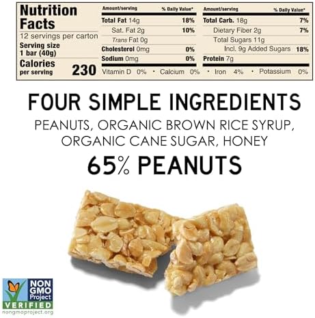South 40 Snacks Crunchy Nut Bars, Peanut Bar, 40g (Pack of 12)