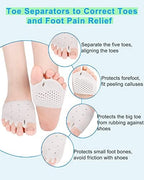 Golbylicc 4 Pairs Metatarsal Gel Pads Toe Spacers Separators to Correct Bunions, Forefoot Pads, Hammertoe Corrector Big Toe Straighteners for Women Men Foot Pain Relief