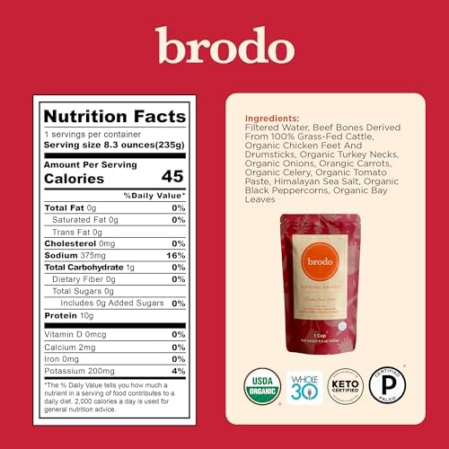 Brodo Classic Variety Pack with Collagen & Protein, Includes Organic Chicken, 100% Grass-Fed Beef, & Hearth Bone Broths for Sipping & Cooking, Nutrient-Dense & Slow-Simmered for Deep Flavor (6x 8.3oz)