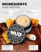 Bossman MUDstache Unscented Mustache Wax for Men (1 oz) – Strong 24-Hour Hold, Non-Tacky & Easy to Apply for Taming & Styling